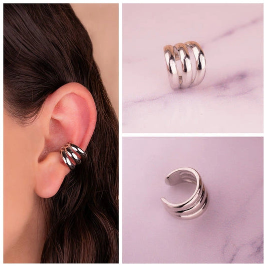 Ear Cuff Triple Plateado